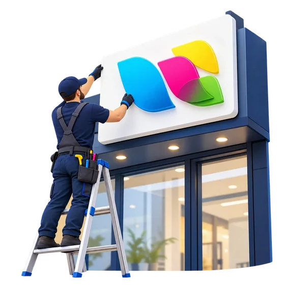 איור של התקנת שלט בשטח